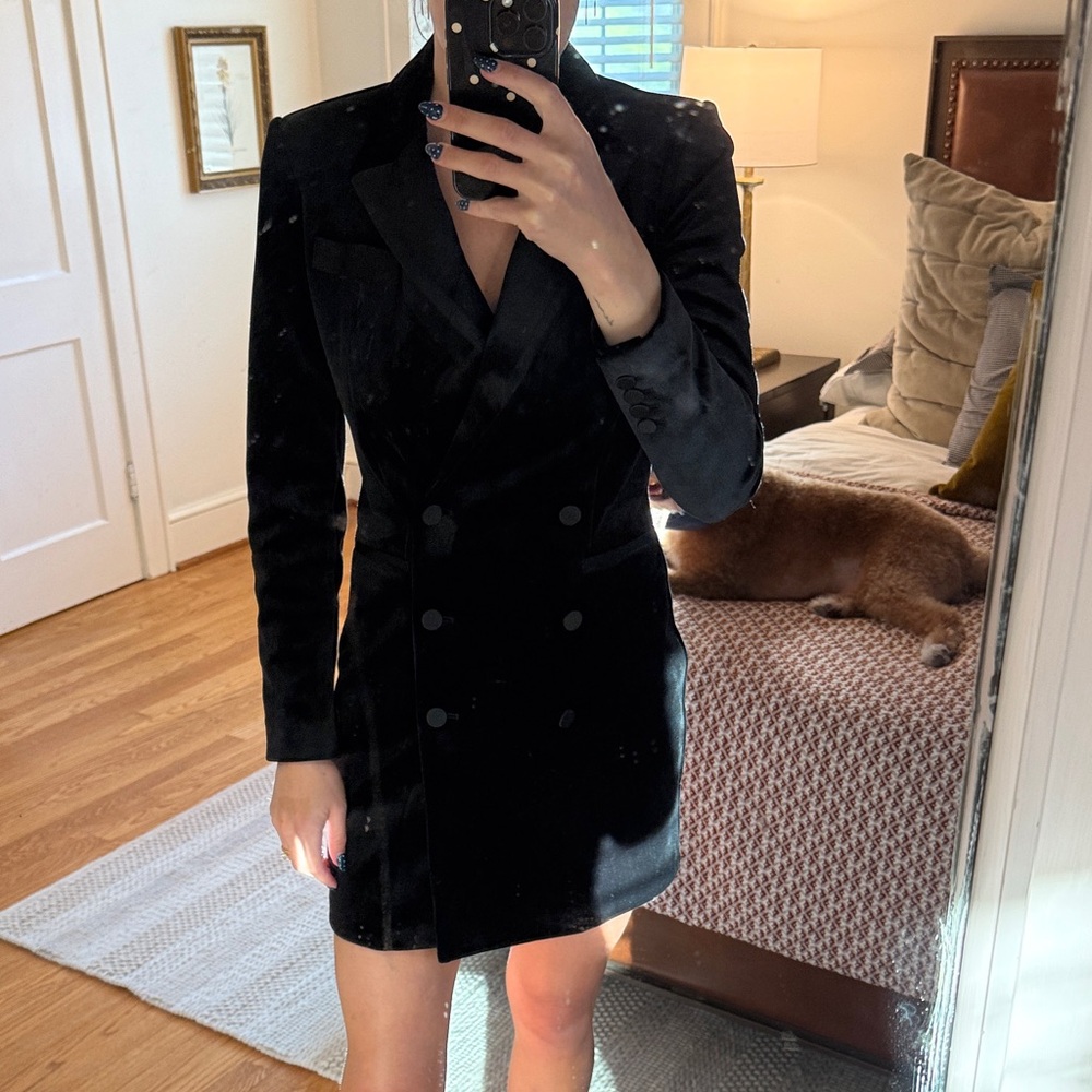 Black Double-Breasted Blazer Dress